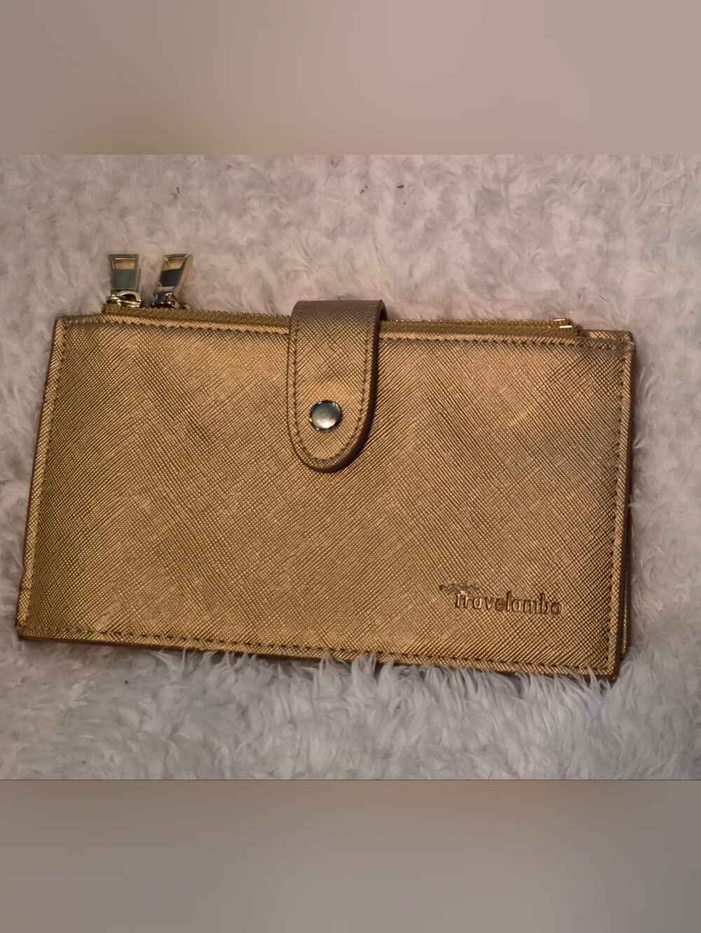 SAFTY NO INFO STOLEN Women's Metallic Gold Wallet Clutch